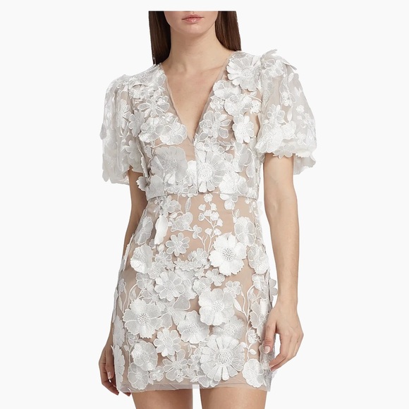 Elliatt Zayla Floral Lace Puff-Sleeve Minidress - Picture 2 of 6